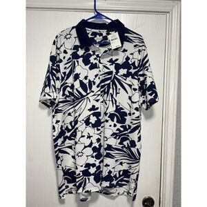 Bonobos Maide Golf Mens XLarge Slim Fit Blue Floral Performance Polo Shirt NWT‎
